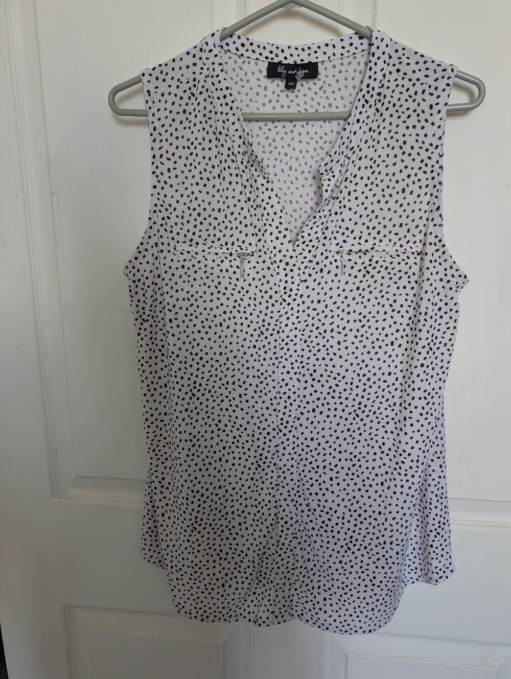 Lilly Morgan Sleeveless V-Neck Polka Dot Blouse